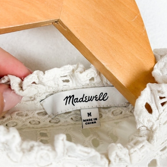 Madewell Ivory Eyelet Lace Mockneck Blouse Sz M - Picture 9 of 10